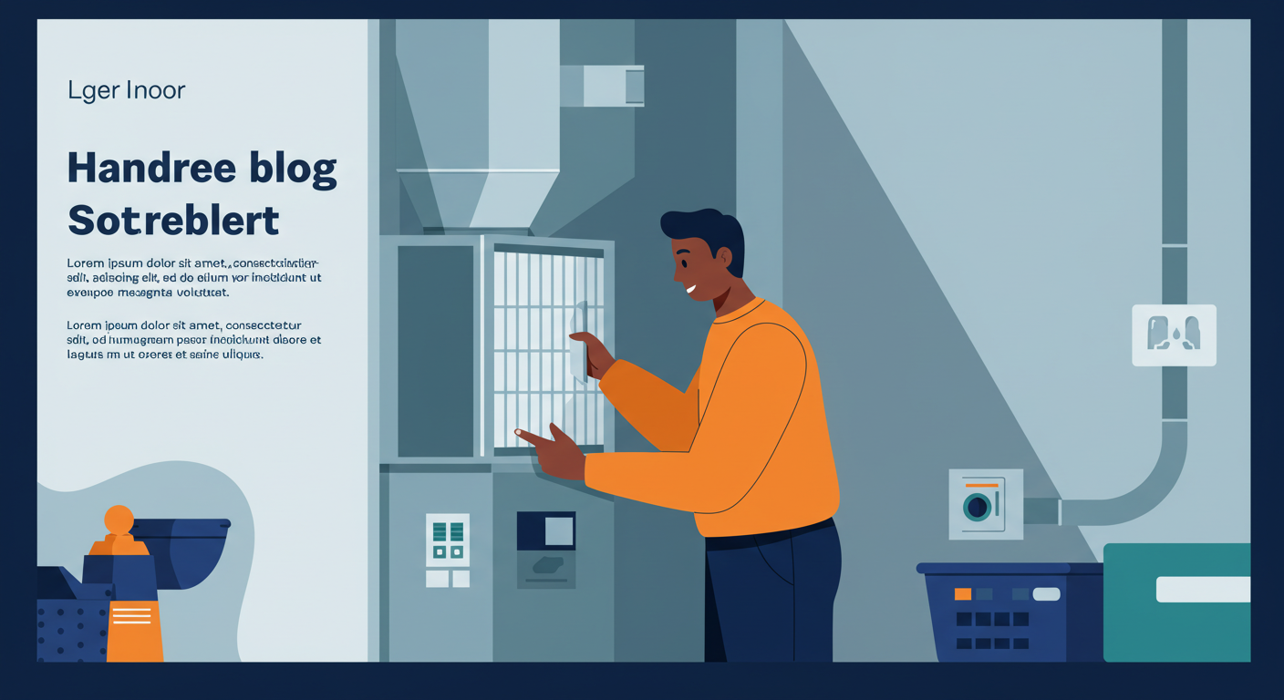 A landlord inspects a furnace filter in a well-lit utility room.