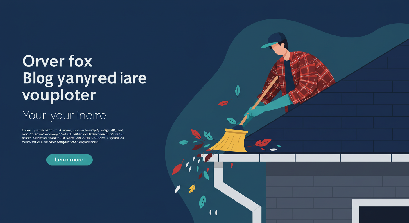 A person in a plaid shirt cleaning leaves out of a house's rain gutter.