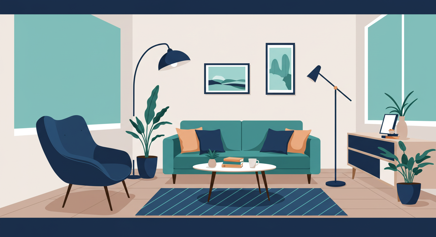 A bright and modern living room in a home prepared for short-term rental guests.