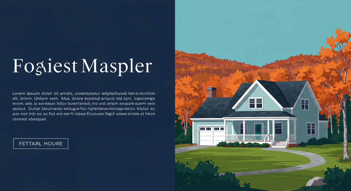 A residential house in Vermont with colorful fall foliage in the background under a clear blue sky.