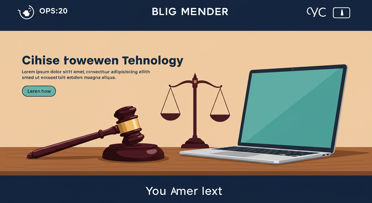 A gavel and a laptop computer on a wooden desk, symbolizing the choice between law and technology.
