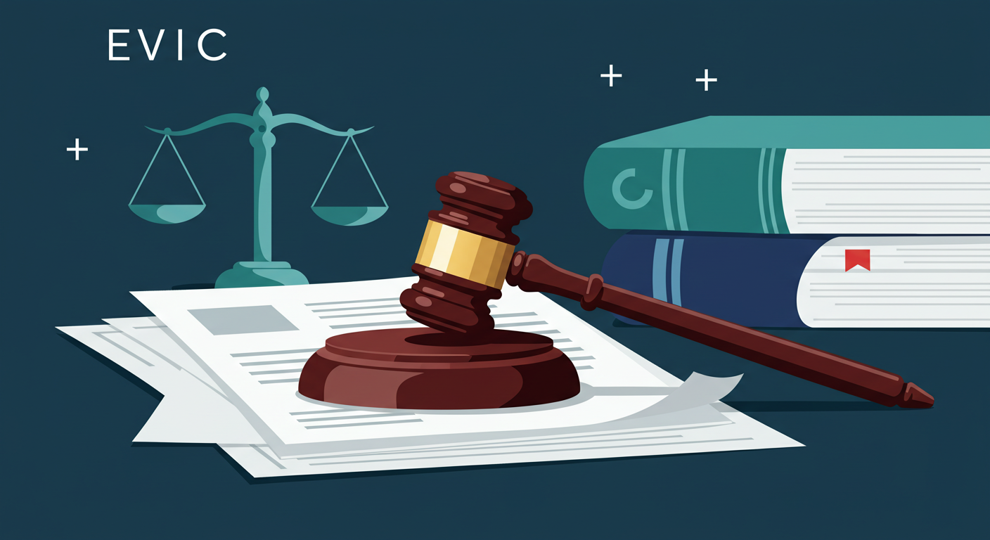 A close-up of a gavel resting on a stack of legal documents, symbolizing the legal process of eviction.