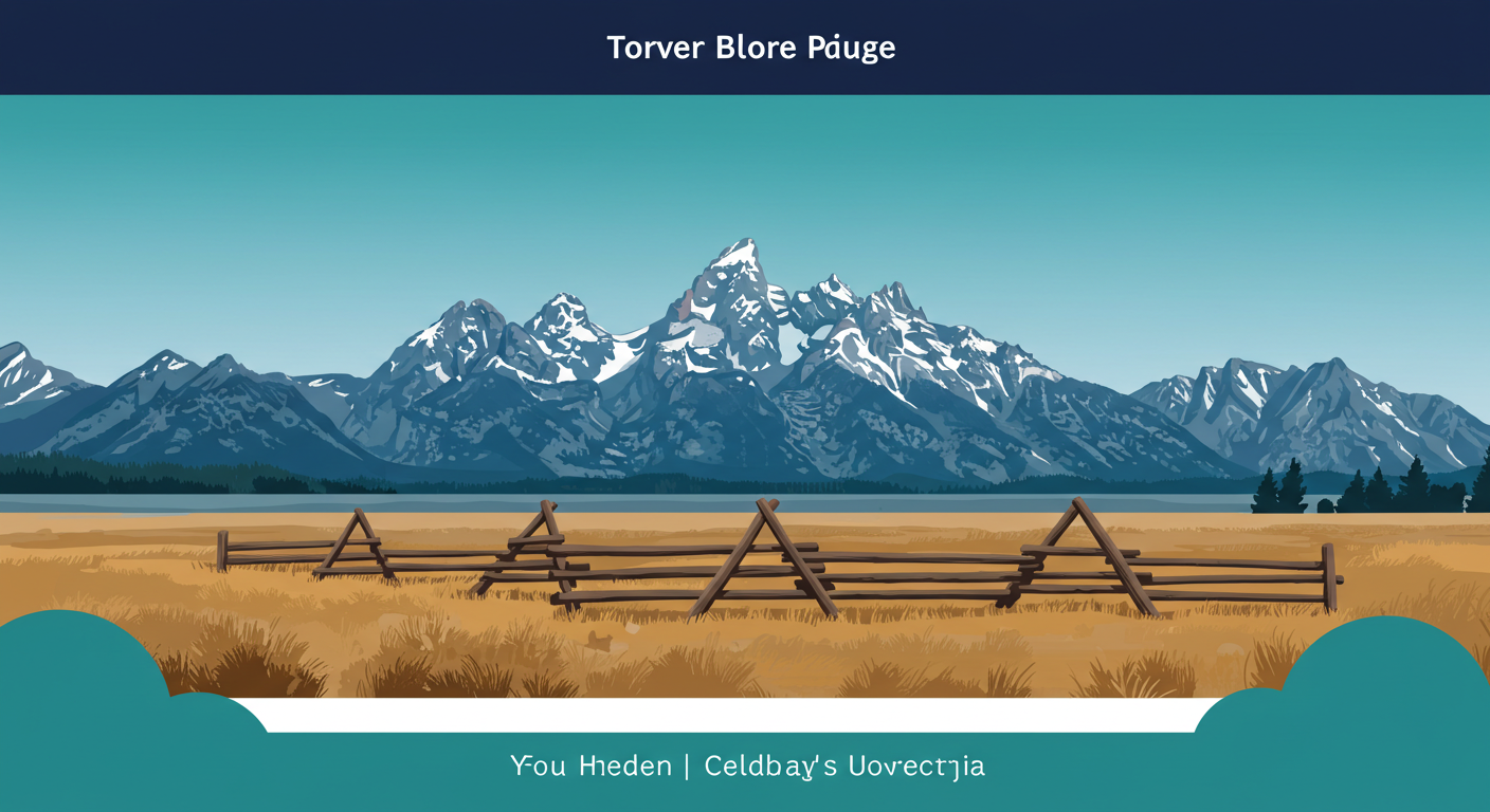 A rustic wooden fence in a field with the Grand Teton mountains of Wyoming in the background under a clear blue sky.